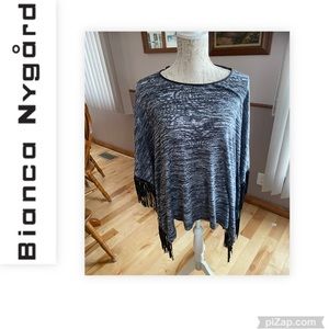 Bianca Nygard Cape/Poncho with faux leather fringe